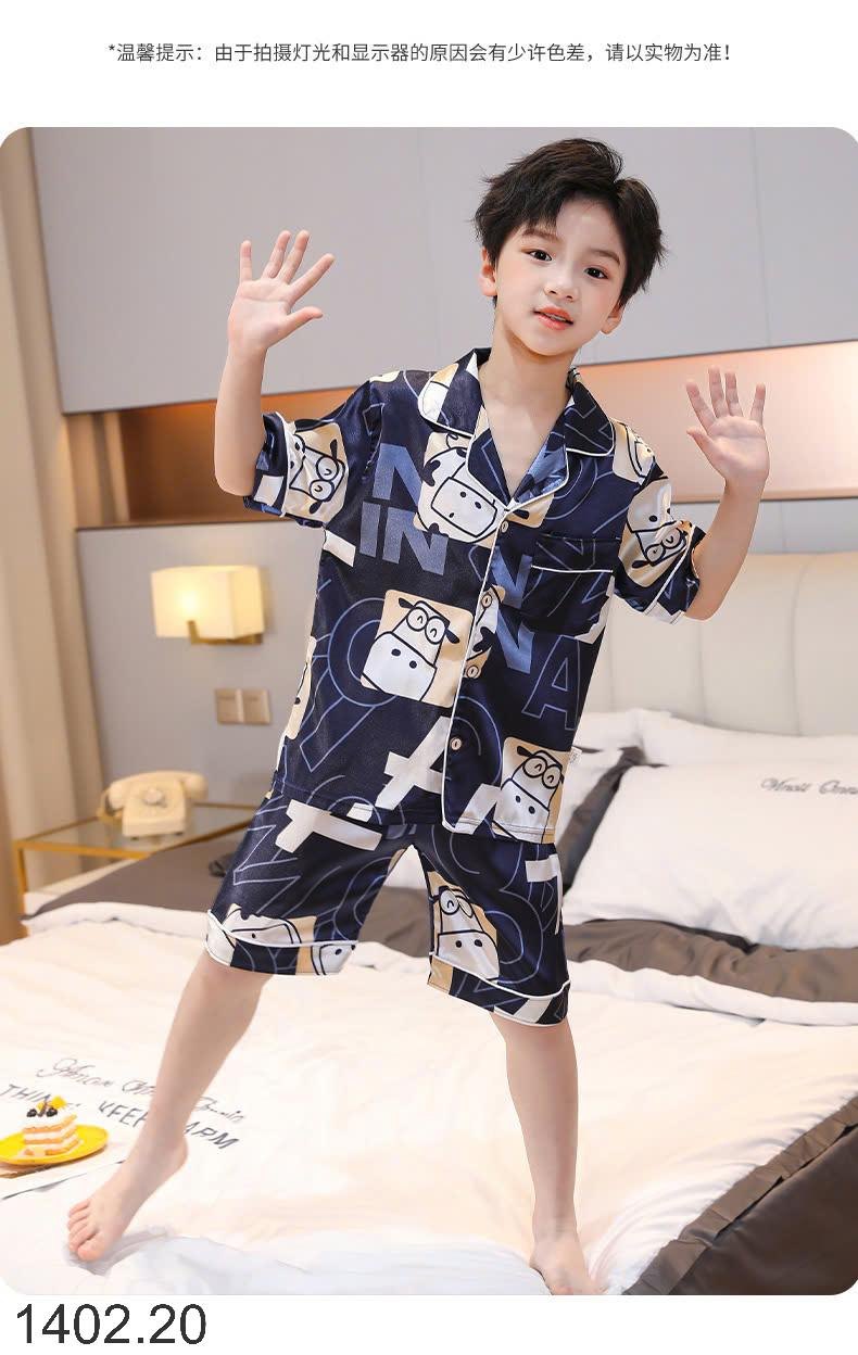 25HA1402.20 - BỘ PIJAMA LỤA ĐÙI SIZE ĐẠI CHO BÉ