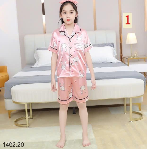 25HA1402.20 - BỘ PIJAMA LỤA ĐÙI SIZE ĐẠI CHO BÉ