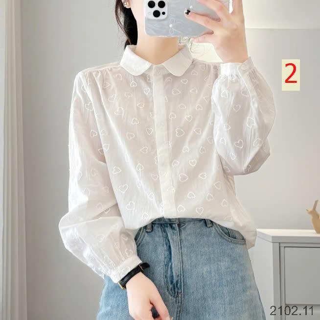 25HA2102.11 - ÁO SƠ MI TRẮNG THÊU NỮ