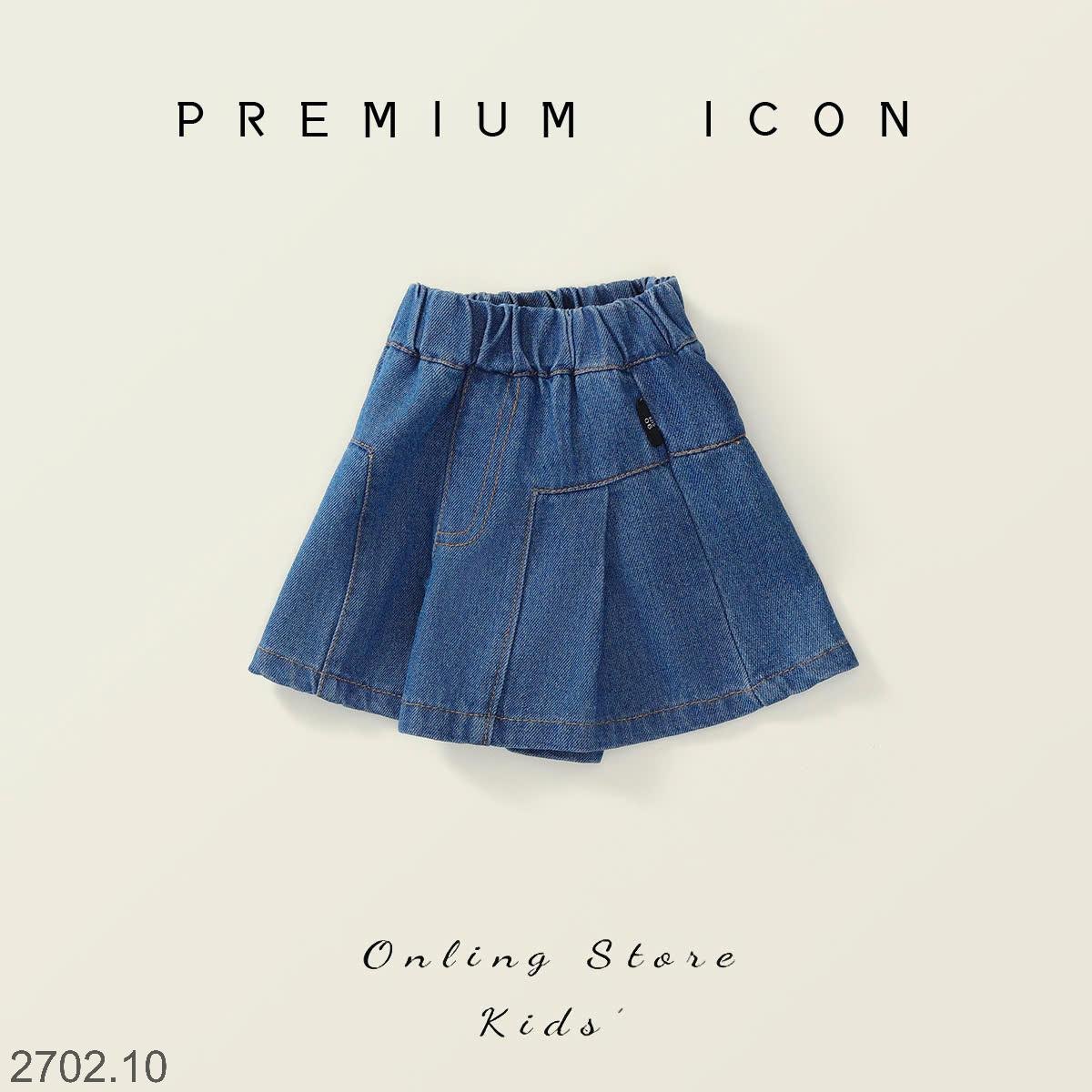 25HA2702.10 - SHORT JEAN BÉ GÁI GIẢ VÁY PRE.MIUM
