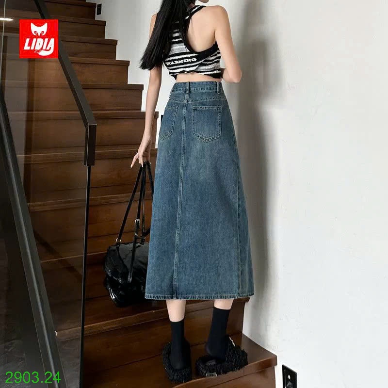 25HA2903.24 - CHÂN VÁY DÁNG DÀI XẺ TÀ TRƯỚC