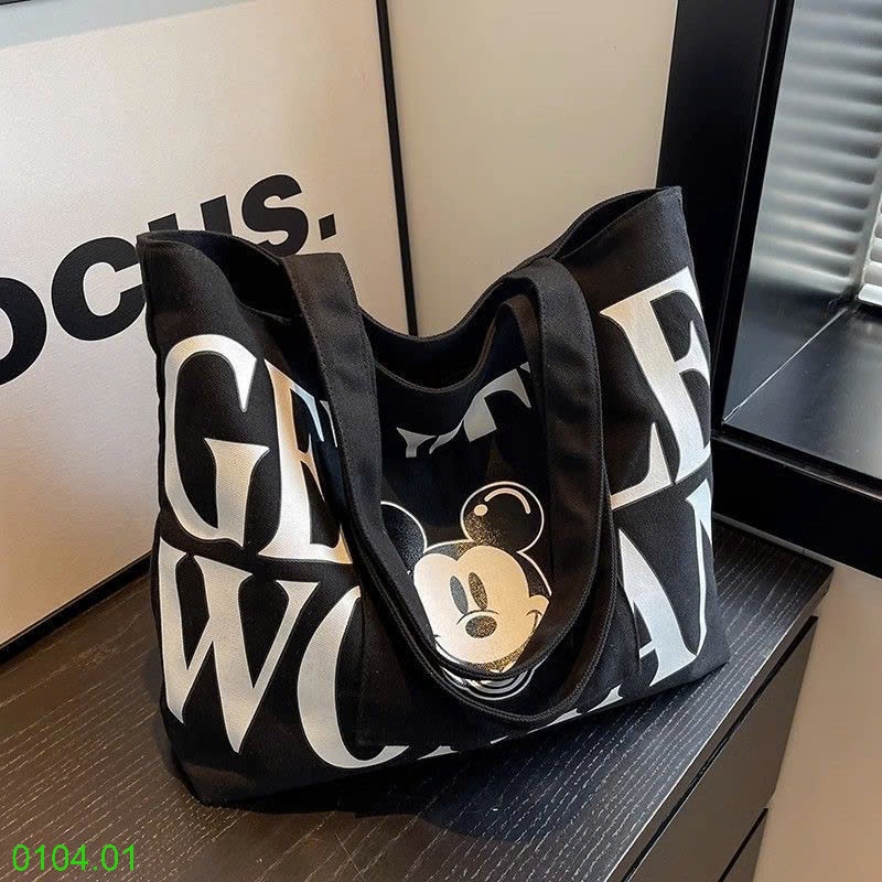 25HA0104.01 - TÚI TOTE VẢI CANVAS HÌNH CHUỘT MICKEY