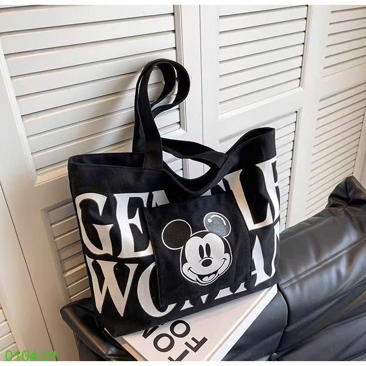 25HA0104.01 - TÚI TOTE VẢI CANVAS HÌNH CHUỘT MICKEY