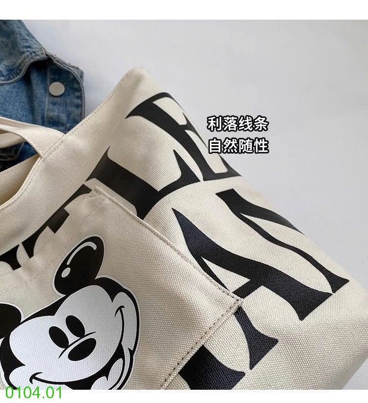 25HA0104.01 - TÚI TOTE VẢI CANVAS HÌNH CHUỘT MICKEY
