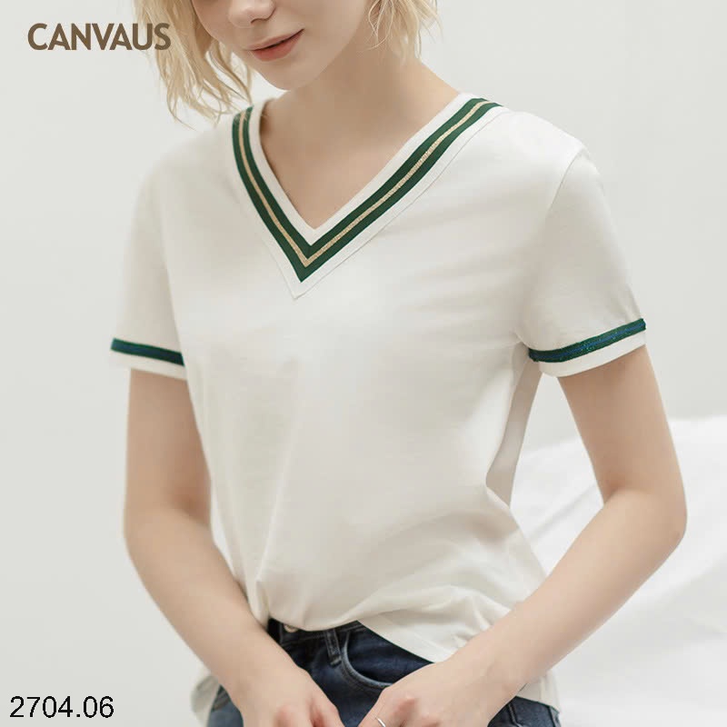 25HA2704.06 - ÁO THUN COTTON CỔ V HÃNG CANVAUS