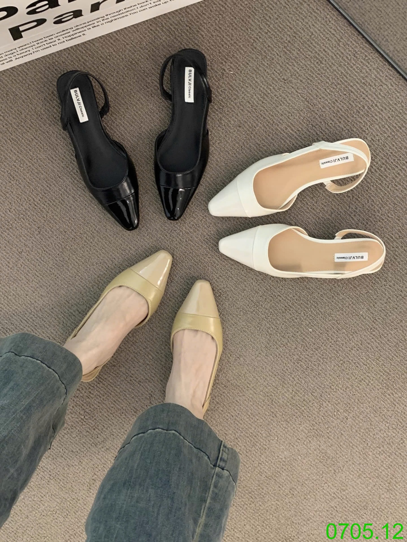 25HA0705.12 - GIÀY SANDAL MŨI NHỌN ĐẾ BỆT