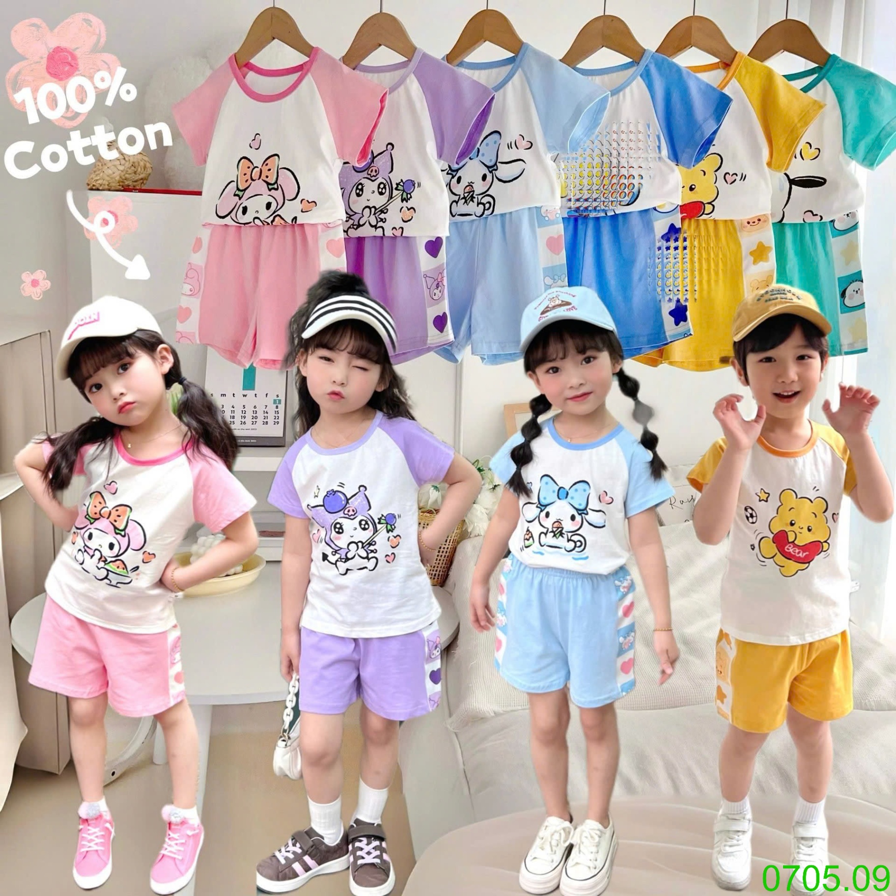 25HA0705.09 - BỘ COTTON HOẠT HÌNH BÉ TRAI BÉ GÁI