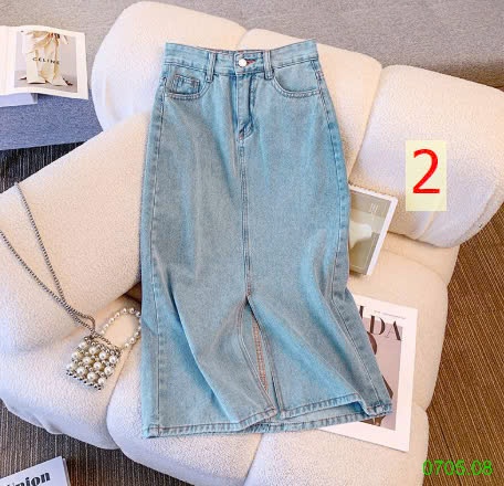 25HA0705.08 - CHÂN VÁY JEAN CHỮ A XẺ TÀ