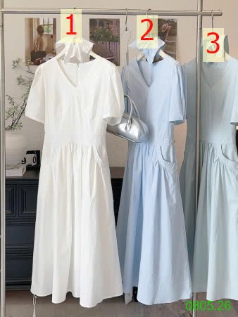 25HA0805.26 - VÁY LIỀN THÂN CỔ V NỮ THANH LỊCH
