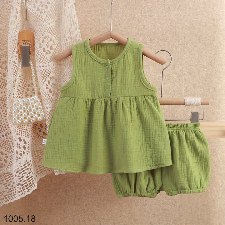 25HA1005.18 - BỘ XÔ ĐŨI MUSLIN CHO BÉ
