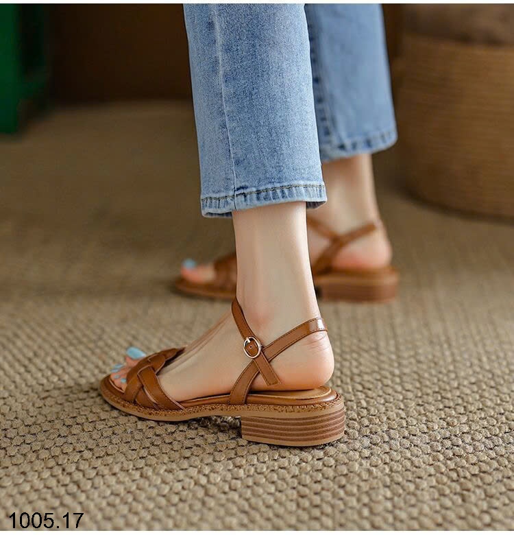 25HA1005.17 - SANDAL ĐẾ THẤP QUAI TẾT