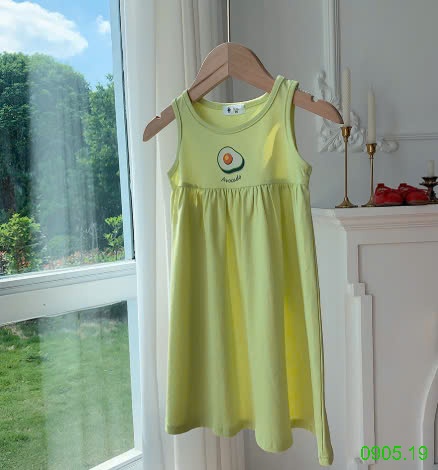 25HA0905.19 - VÁY BA LỖ COTTON HOA QUẢ BÉ GÁI