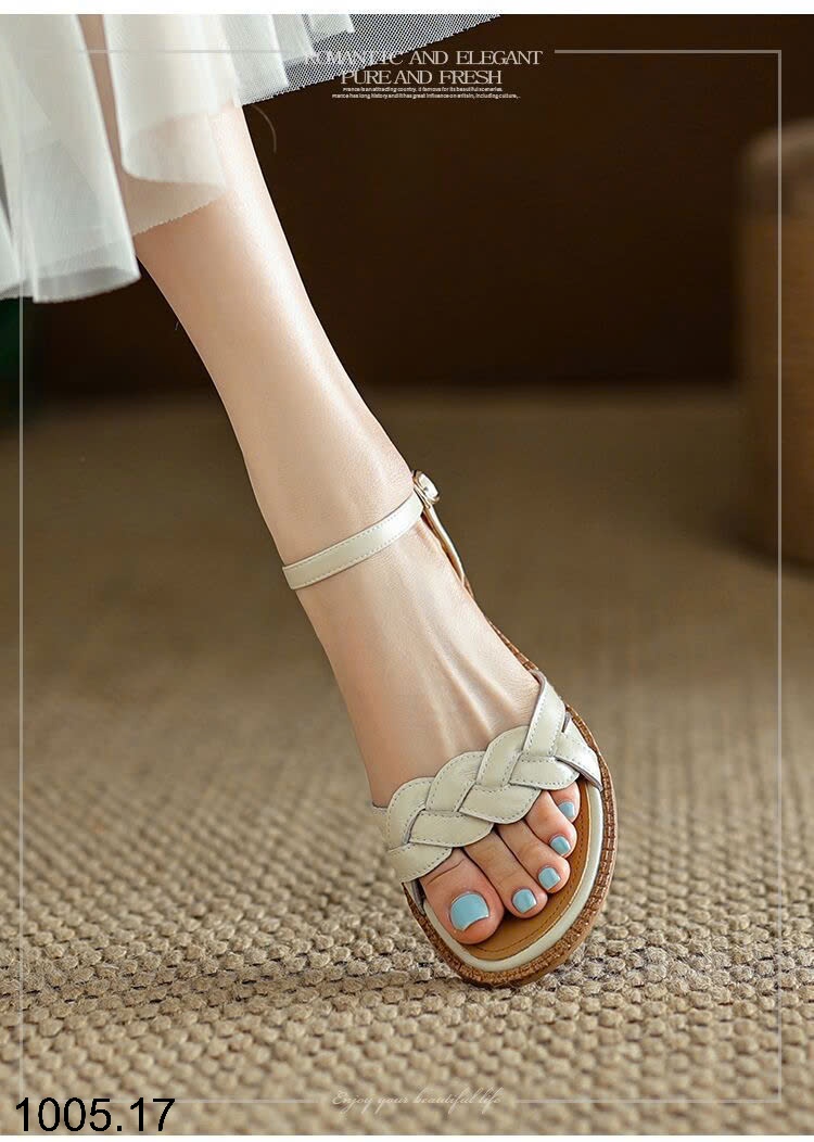 25HA1005.17 - SANDAL ĐẾ THẤP QUAI TẾT
