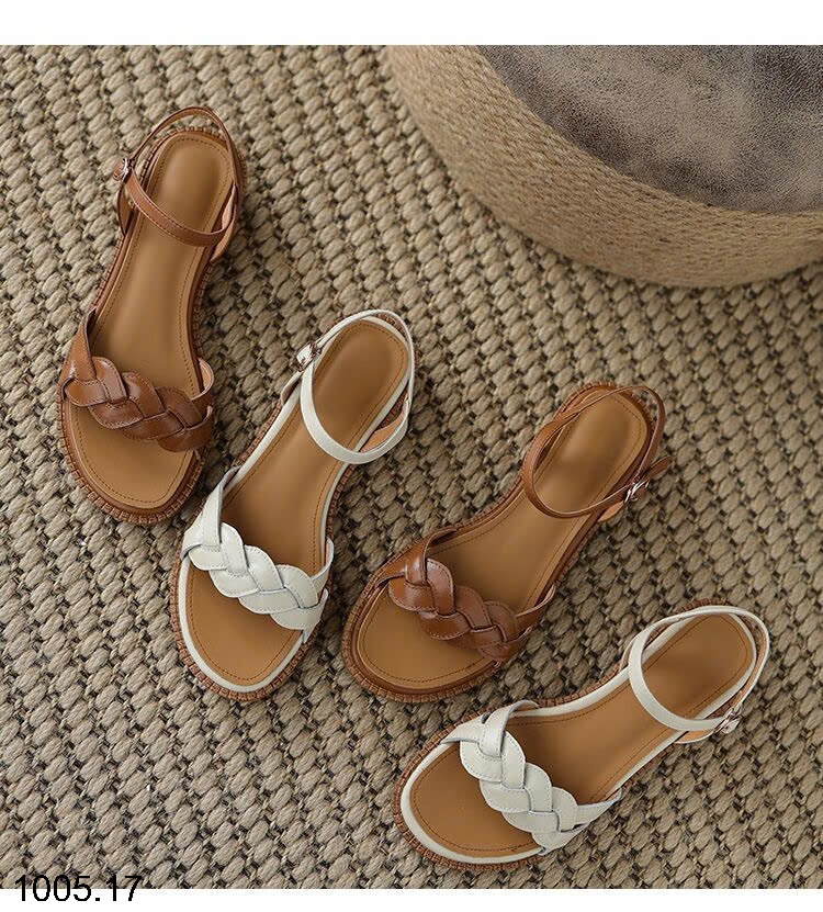 25HA1005.17 - SANDAL ĐẾ THẤP QUAI TẾT