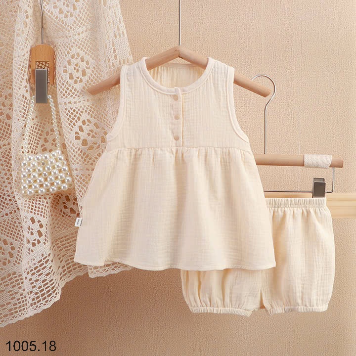 25HA1005.18 - BỘ XÔ ĐŨI MUSLIN CHO BÉ