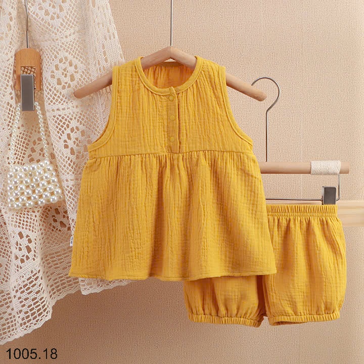 25HA1005.18 - BỘ XÔ ĐŨI MUSLIN CHO BÉ