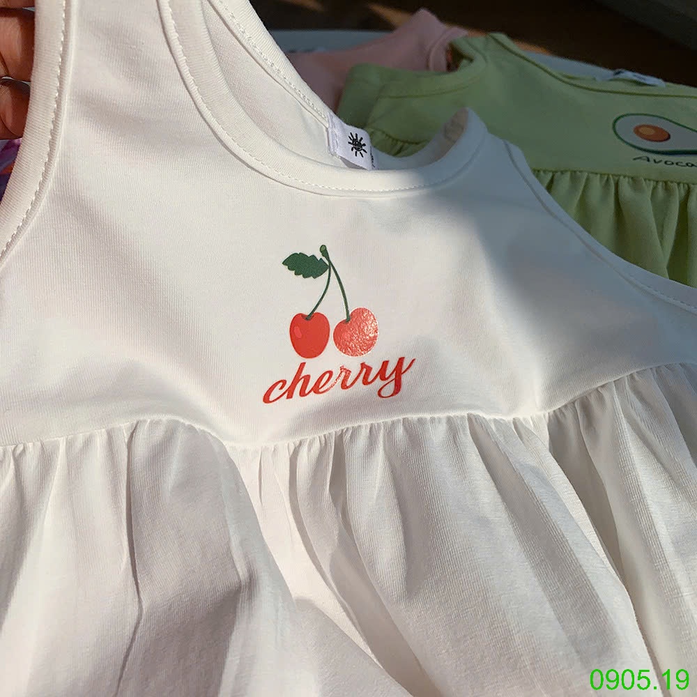 25HA0905.19 - VÁY BA LỖ COTTON HOA QUẢ BÉ GÁI