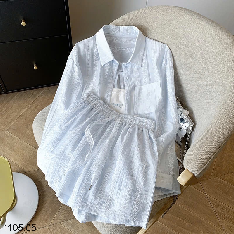 25HA1105.05 - SET 3 CHI TIẾT SƠ MI QUẦN SHORT CHO NỮ