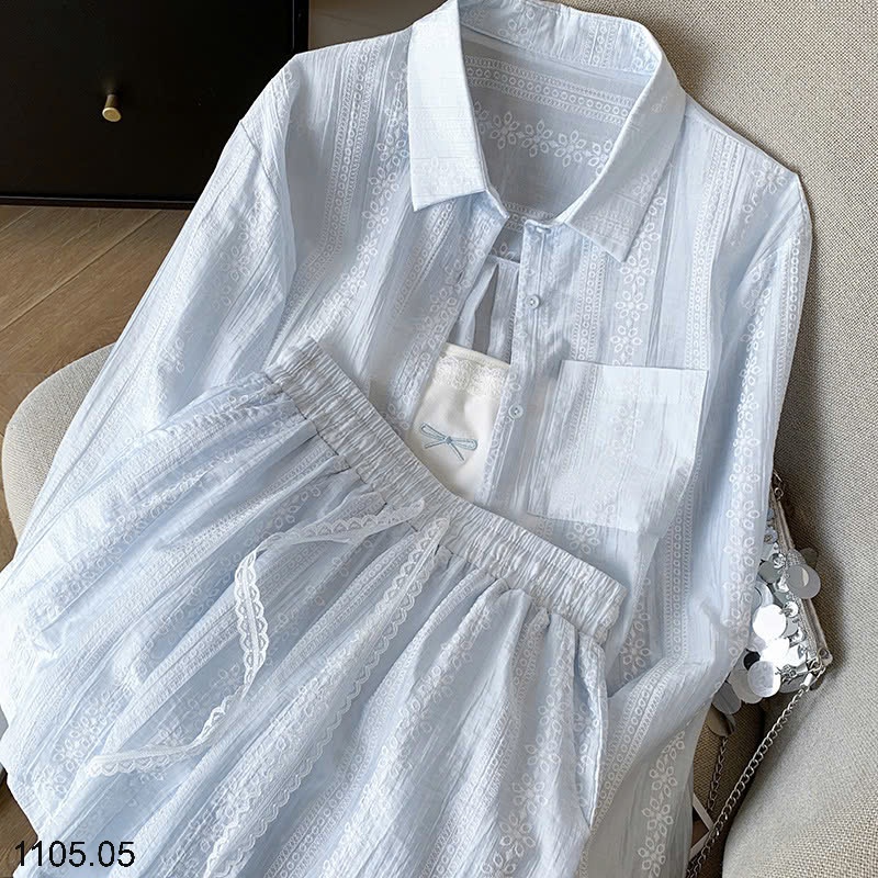 25HA1105.05 - SET 3 CHI TIẾT SƠ MI QUẦN SHORT CHO NỮ