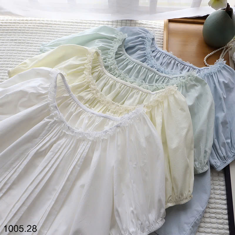 25HA1005.28 - ÁO SƠ MI CỔ VIỀN REN