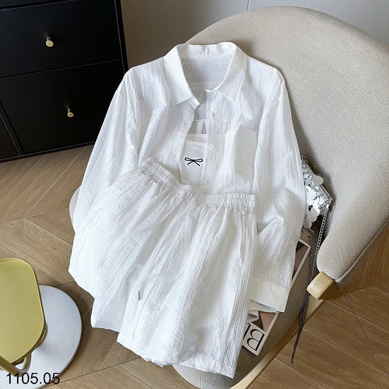 25HA1105.05 - SET 3 CHI TIẾT SƠ MI QUẦN SHORT CHO NỮ