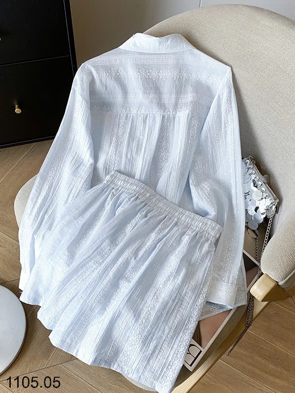 25HA1105.05 - SET 3 CHI TIẾT SƠ MI QUẦN SHORT CHO NỮ