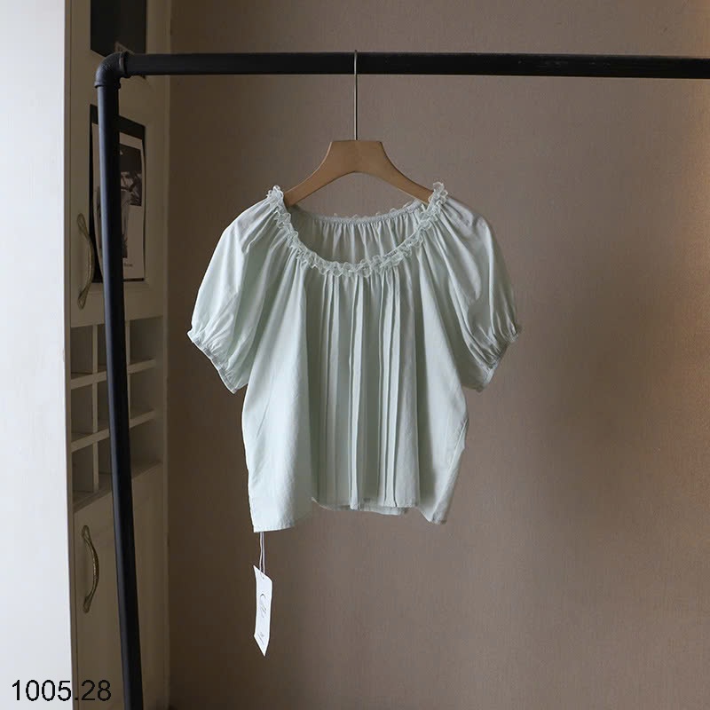 25HA1005.28 - ÁO SƠ MI CỔ VIỀN REN