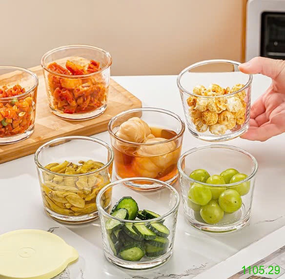 25HA1105.29 - SET 6 HỘP THỦY TINH MINI ĐỰNG THỨC ĂN
