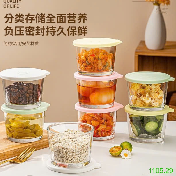 25HA1105.29 - SET 6 HỘP THỦY TINH MINI ĐỰNG THỨC ĂN
