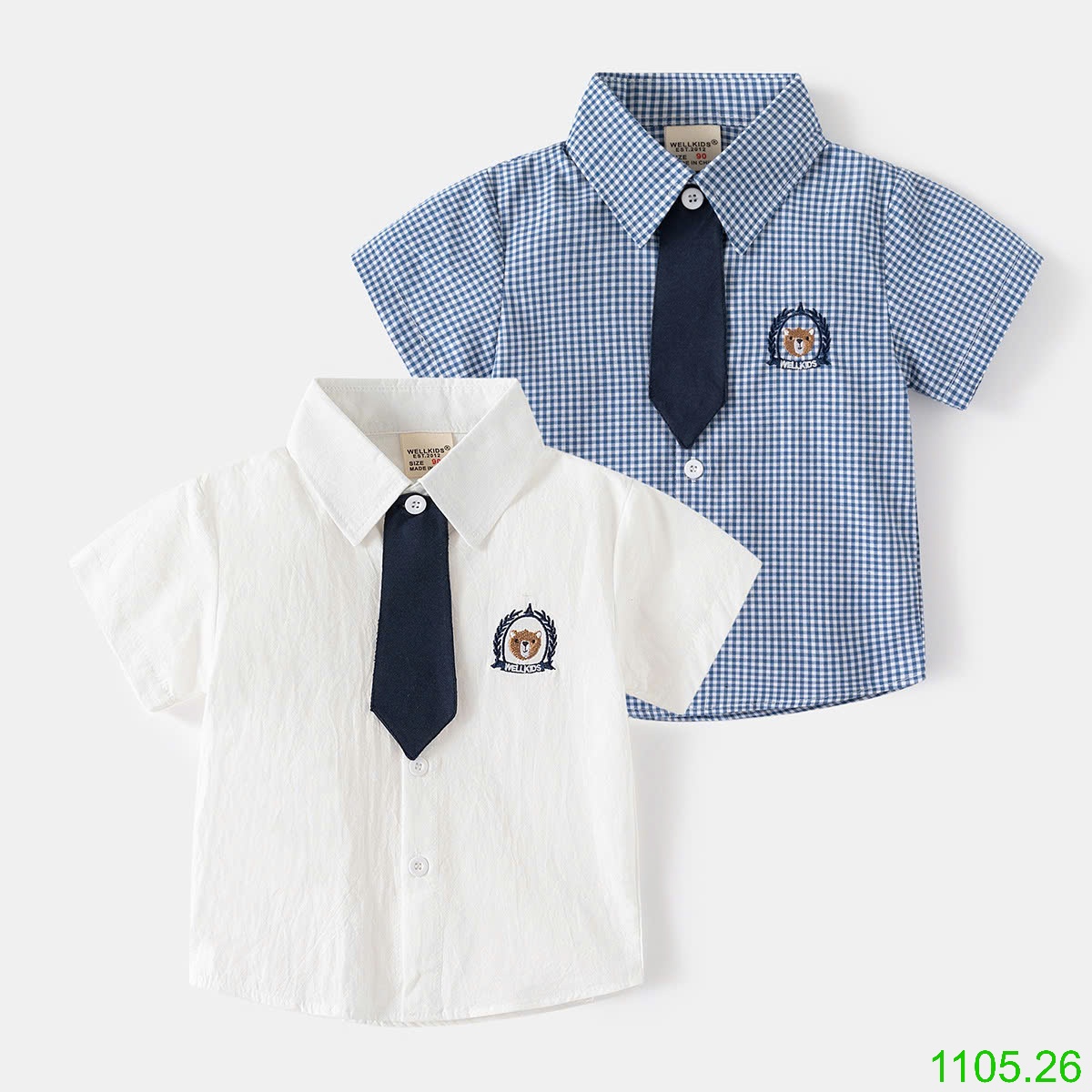 25HA1105.26 - ÁO WELLKIDS BÉ TRAI KÈM CÀ VẠT