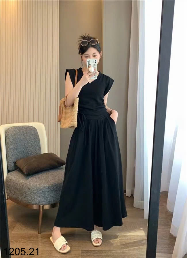 25HA1205.21 - SET VÁY KÈM ÁO CỔ V CHO NỮ
