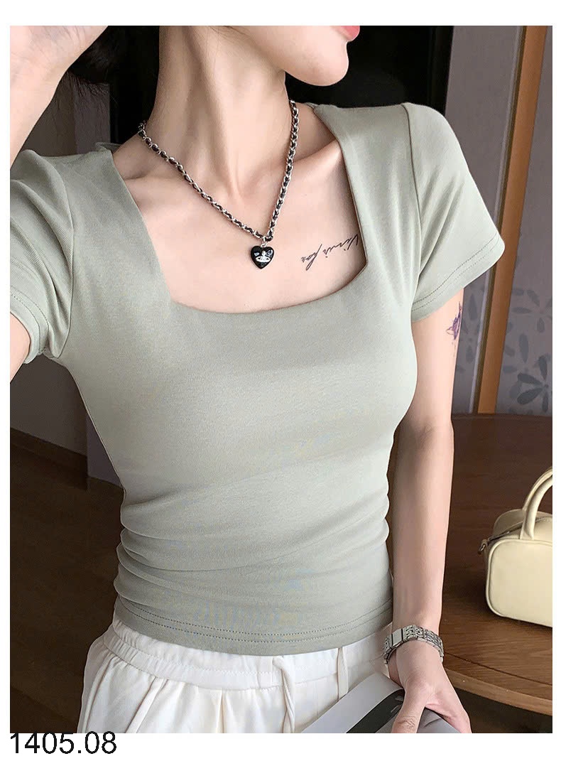 25HA1405.08 - ÁO THUN CỔ VUÔNG CHO NỮ