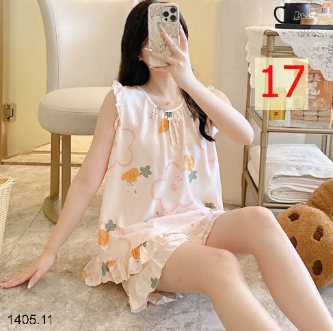 25HA1405.11 - BỘ LANH LỤA ĐÙI TAY BÈO CHO NỮ