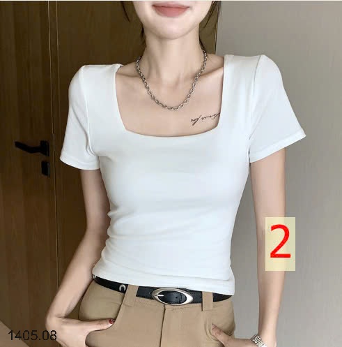 25HA1405.08 - ÁO THUN CỔ VUÔNG CHO NỮ
