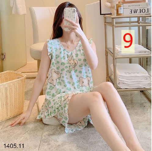 25HA1405.11 - BỘ LANH LỤA ĐÙI TAY BÈO CHO NỮ