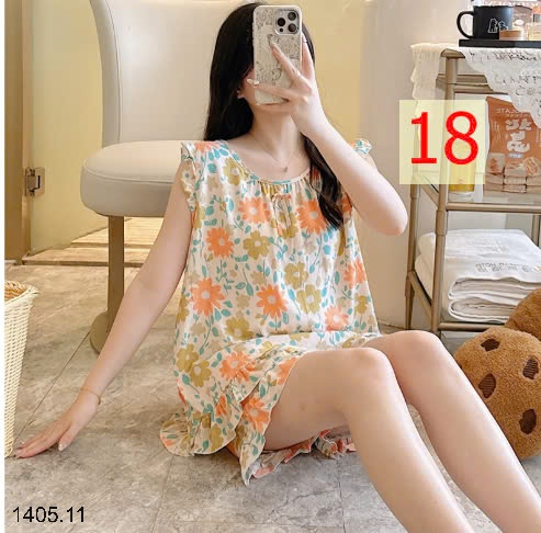 25HA1405.11 - BỘ LANH LỤA ĐÙI TAY BÈO CHO NỮ