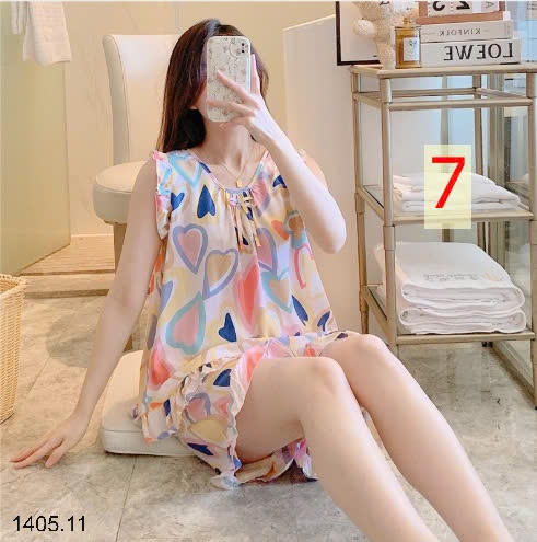 25HA1405.11 - BỘ LANH LỤA ĐÙI TAY BÈO CHO NỮ