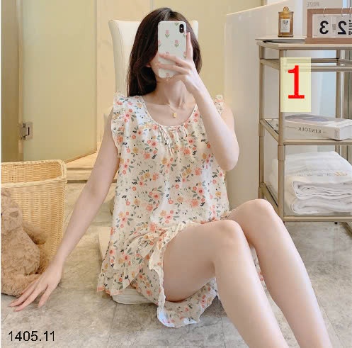 25HA1405.11 - BỘ LANH LỤA ĐÙI TAY BÈO CHO NỮ