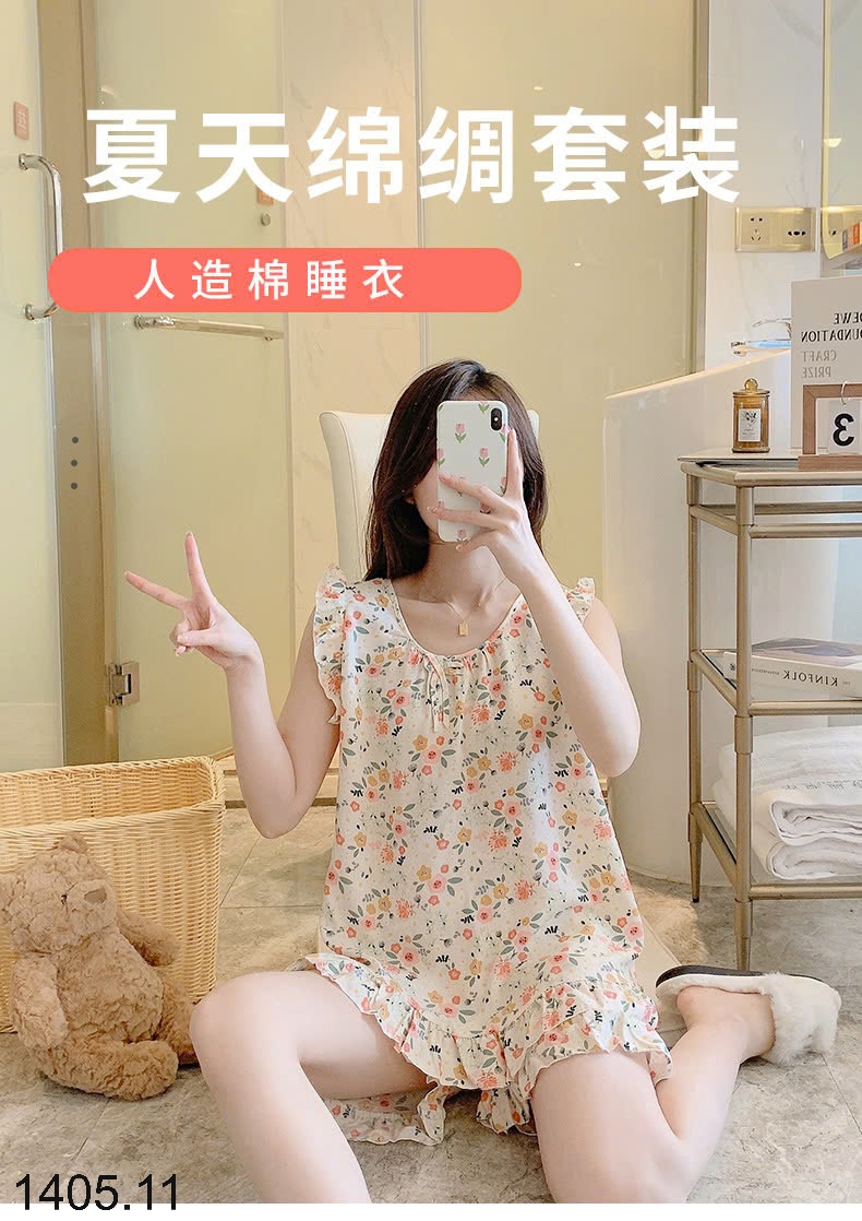 25HA1405.11 - BỘ LANH LỤA ĐÙI TAY BÈO CHO NỮ
