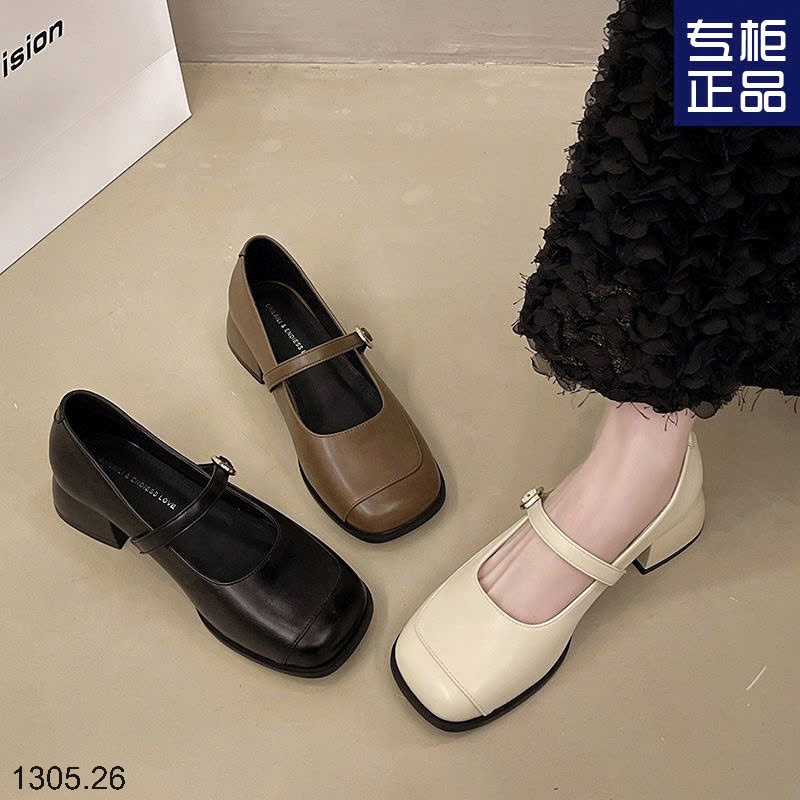 25HA1305.26 - GIÀY MARRY JANE ĐẾ VUÔNG THẤP