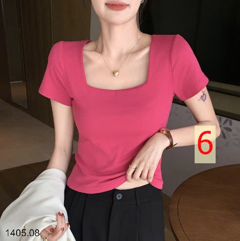 25HA1405.08 - ÁO THUN CỔ VUÔNG CHO NỮ