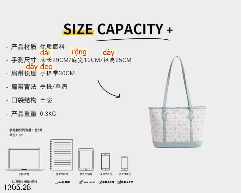 25HA1305.28 - TÚI TOTE CHO NỮ CHARHP&KEJNT