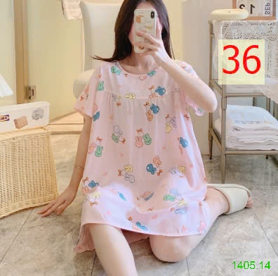 25HA1405.14 - VÁY NGỦ COTTON LANH LỤA CHO NỮ