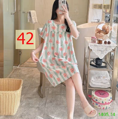 25HA1405.14 - VÁY NGỦ COTTON LANH LỤA CHO NỮ