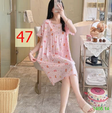 25HA1405.14 - VÁY NGỦ COTTON LANH LỤA CHO NỮ