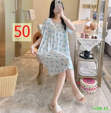 25HA1405.14 - VÁY NGỦ COTTON LANH LỤA CHO NỮ