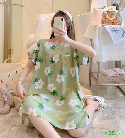 25HA1405.14 - VÁY NGỦ COTTON LANH LỤA CHO NỮ