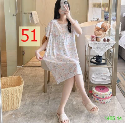 25HA1405.14 - VÁY NGỦ COTTON LANH LỤA CHO NỮ