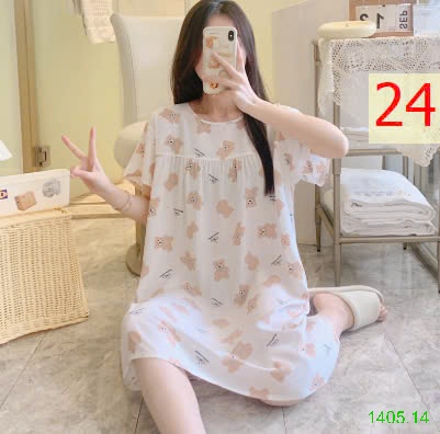 25HA1405.14 - VÁY NGỦ COTTON LANH LỤA CHO NỮ