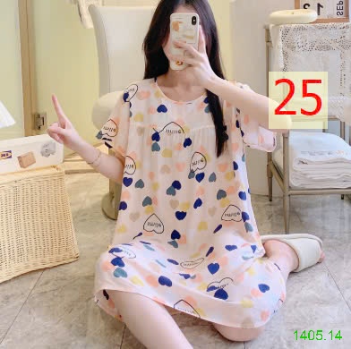 25HA1405.14 - VÁY NGỦ COTTON LANH LỤA CHO NỮ